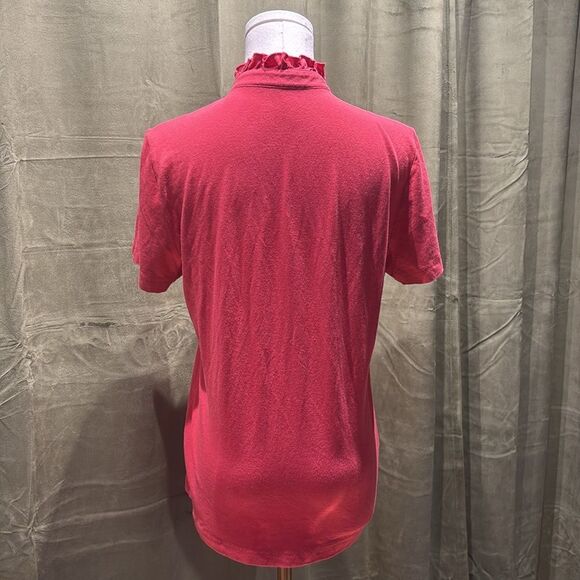 Tory Burch salmon pink Ruffled Button-Up Top, M - Picture 9 of 11